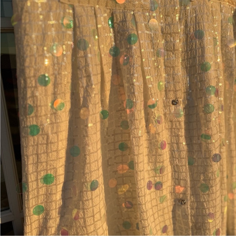 Queen Of Sparkles Liberty White Sleeveless Dress with Iridescent Dots - Picture 3 of 5